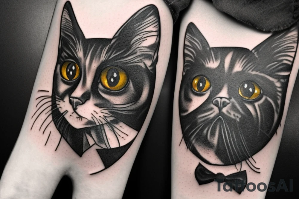 Black tuxedo cat with the beatles revolver album art. tattoo idea