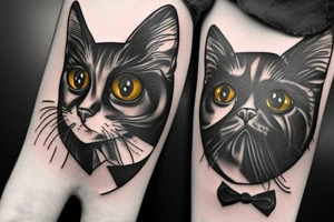 Black tuxedo cat with the beatles revolver album art. tattoo idea