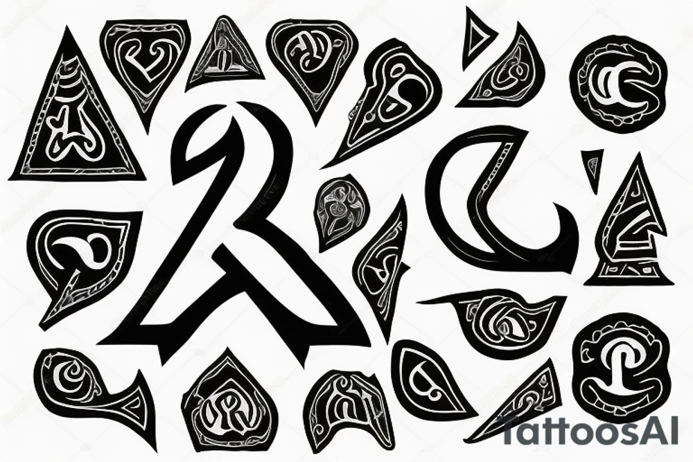 Black spade shape with a white letter "Q" in the center tattoo idea