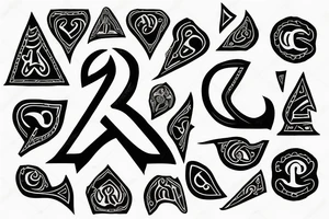 Black spade shape with a white letter "Q" in the center tattoo idea