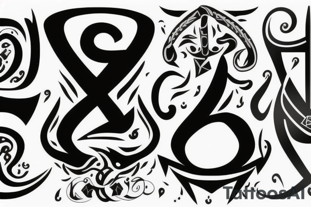 Black spade shape with a white letter "Q" in the center tattoo idea