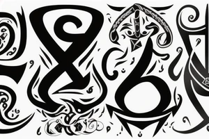 Black spade shape with a white letter "Q" in the center tattoo idea