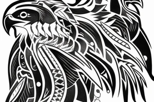 haida art raven and eagle half and half tattoo idea