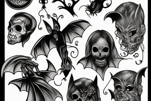 Old Vampire with bats tattoo idea