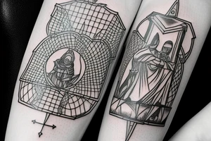 A line work tattoo of the tarot card the hermit based on dark souls tattoo idea