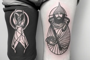 A line work tattoo of the tarot card the hermit based on dark souls tattoo idea