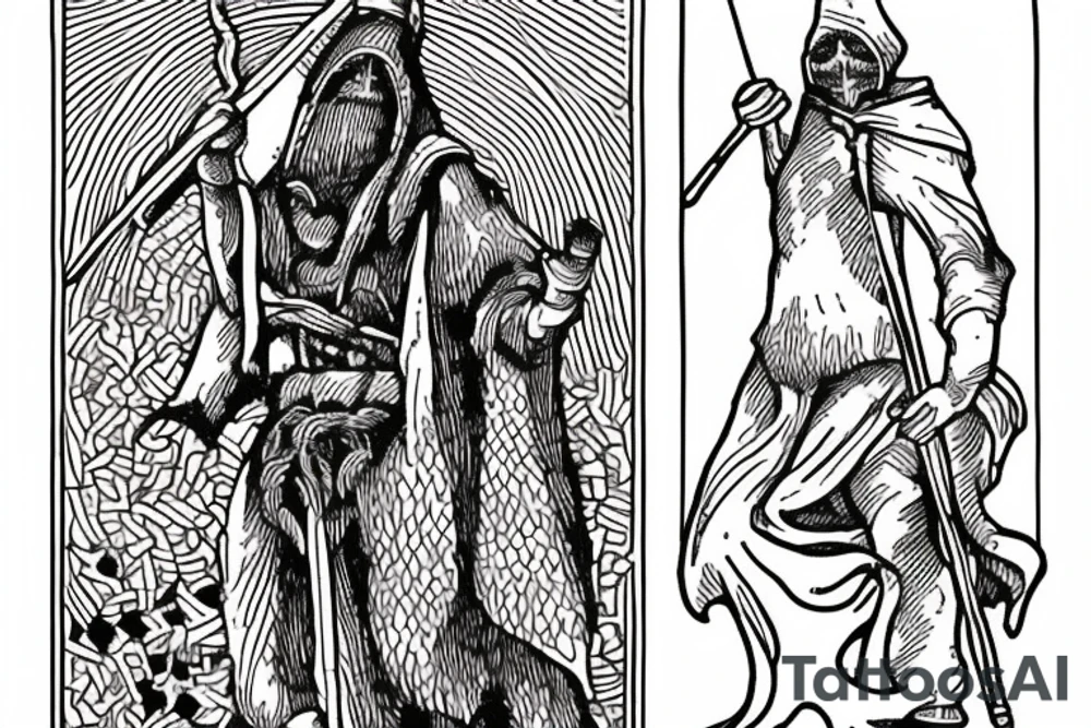 the tarot card the hermit based on dark souls tattoo idea