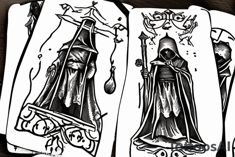 the tarot card the hermit based on dark souls tattoo idea