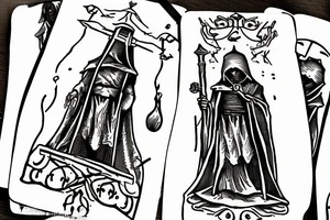 the tarot card the hermit based on dark souls tattoo idea