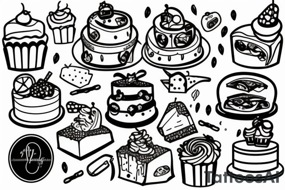 A fat baby eating cake tattoo idea