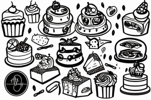 A fat baby eating cake tattoo idea