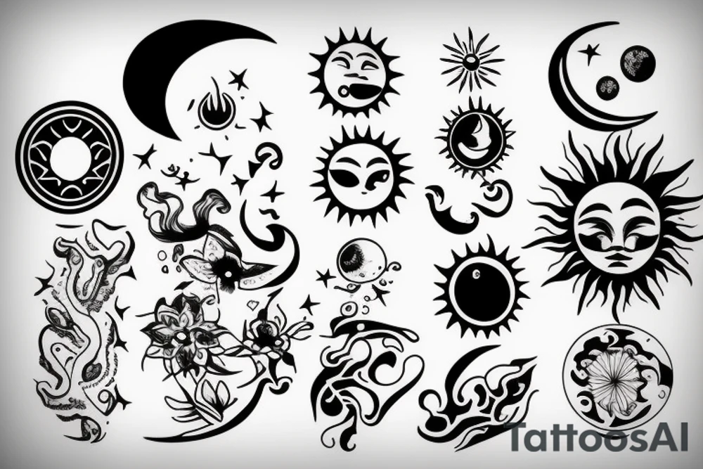 Sun and moon tattoo idea