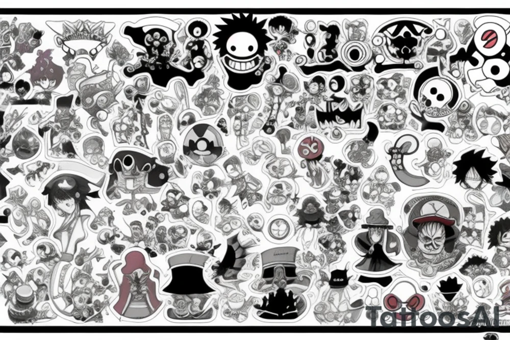One piece anime, pokemon, zelda tattoo idea