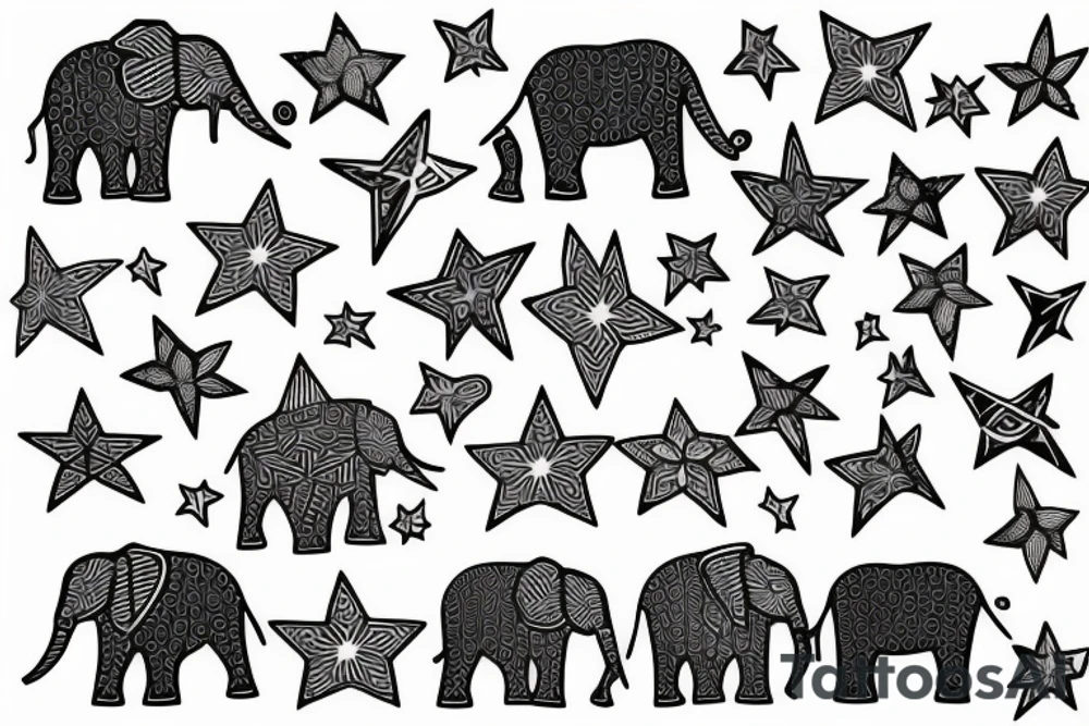 Elephant star tattoo idea
