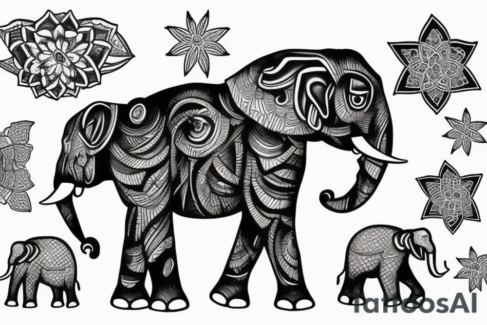 Elephant star tattoo idea