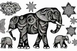Elephant star tattoo idea