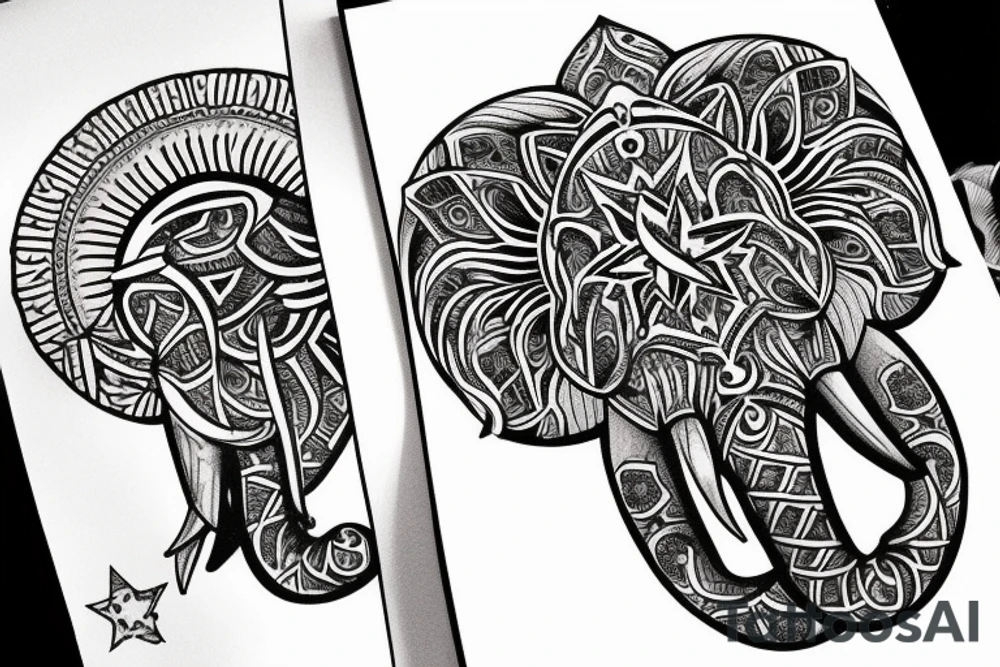 Elephant star tattoo idea