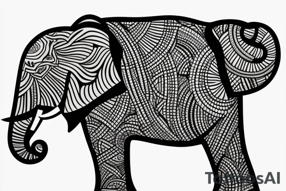 minimal elephant beach tattoo idea