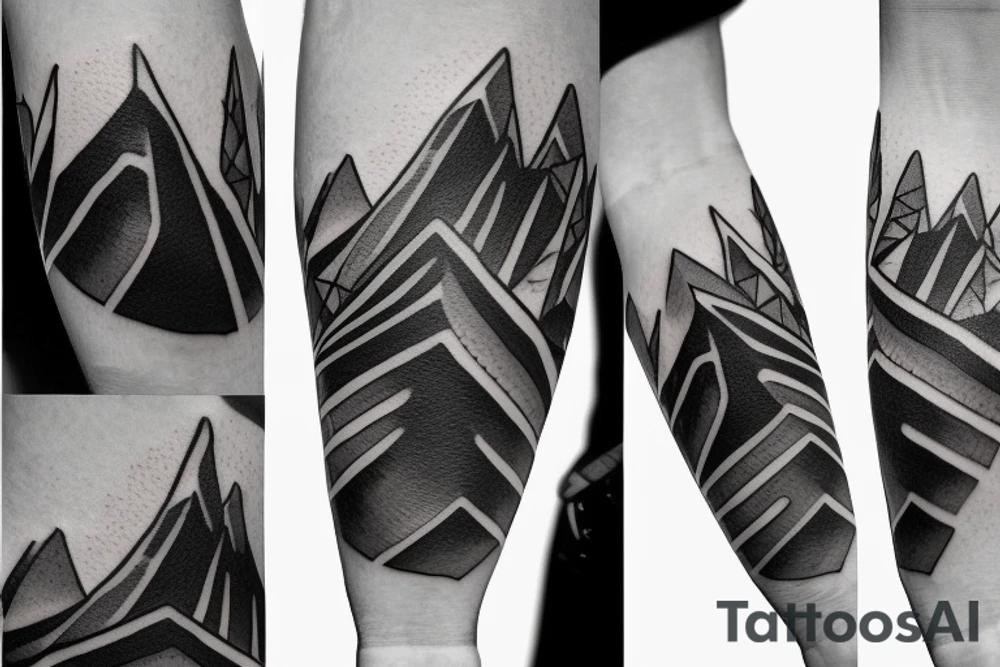 Abstract mountain range bicep band tattoo idea