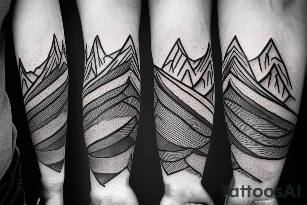 Abstract mountain range bicep band tattoo idea