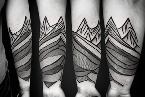Abstract mountain range bicep band tattoo idea