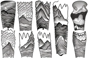 Wavy dull mountain arm band tattoo idea