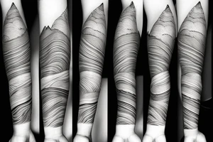 Wavy dull mountain arm band tattoo idea