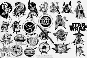 Star Wars, Pokémon, Harry Potter tattoo idea