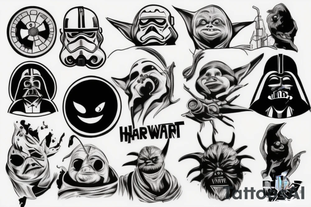Star Wars, Gengar, Harry Potter tattoo idea