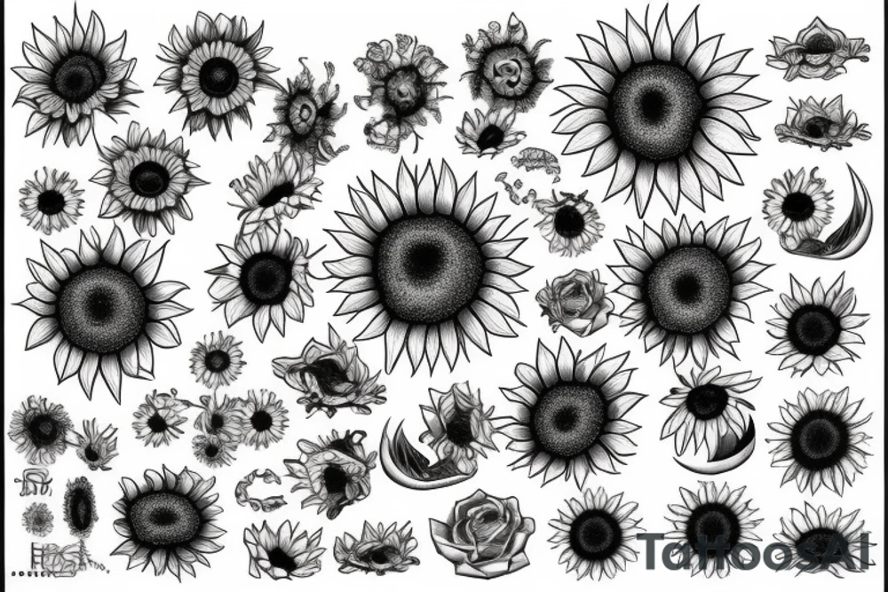 Sun with curved rays tattoo idea