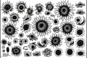 Sun with curved rays tattoo idea