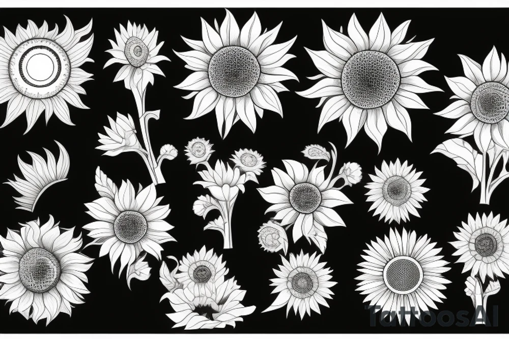 Sun with curved rays tattoo idea