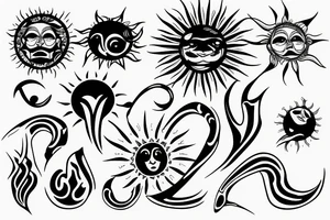 Sun with curved ray tattoo idea