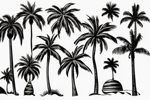 3 palm trees on a beachside hill tattoo idea