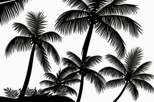 3 palm trees next to each other on a beachside hill tattoo idea