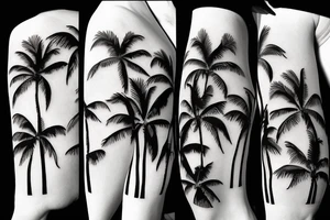 3 palm trees next to each other on a beachside hill tattoo idea