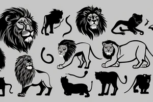 mountain with lion silhouette tattoo idea