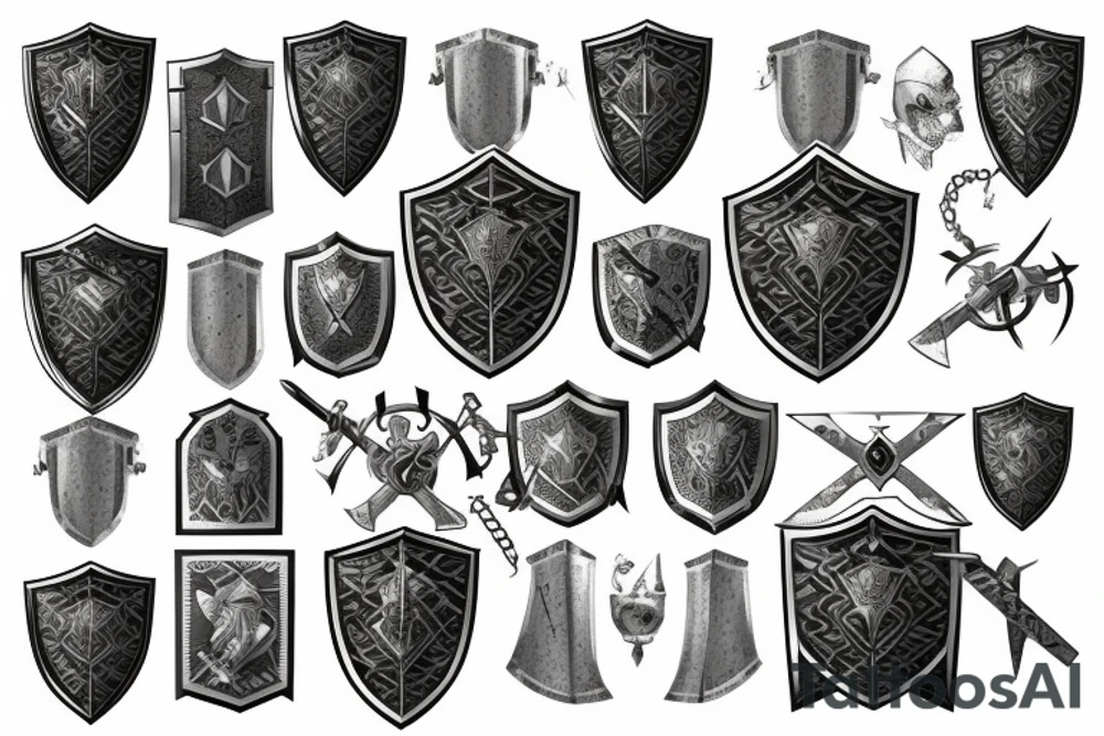 Plate Knight Armor, Shield, Chain Heavy, warrior, Plates, Defense, Armor, Fight, Runes, Latin, Gladiator, Engraved tattoo idea