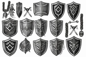 Plate Knight Armor, Shield, Chain Heavy, warrior, Plates, Defense, Armor, Fight, Runes, Latin, Gladiator, Engraved tattoo idea