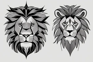 mountain with lion illusion tattoo idea