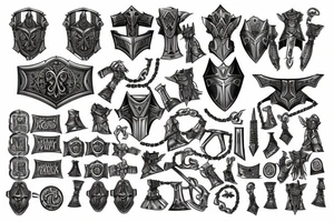 Plate Knight Armor, , Chain Heavy, warrior, Plates, , Armor, Fight, Runes, Latin, Gladiator, Engraved, Arm tattoo idea