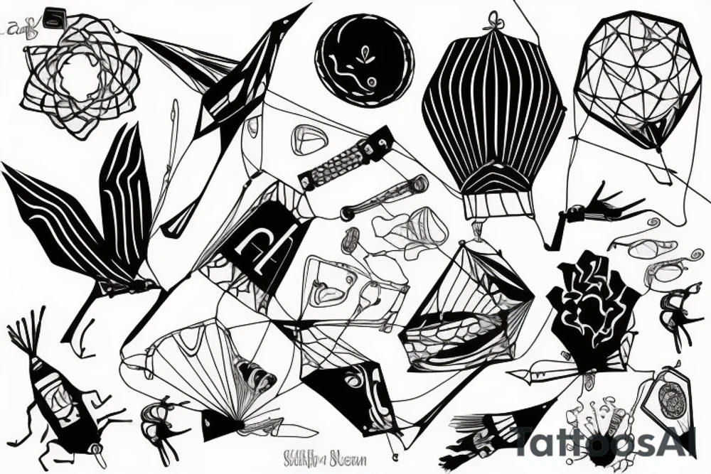 The word control in a kite to represent letting go of control tattoo idea