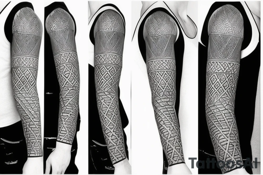 geometric sleeve tattoo idea