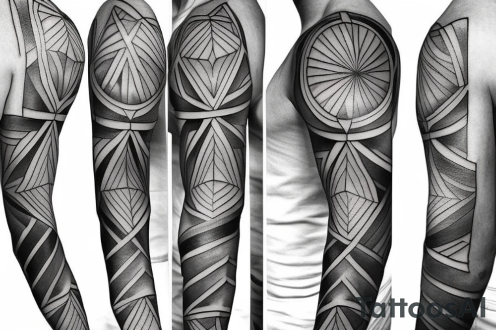 geometric sleeve tattoo idea