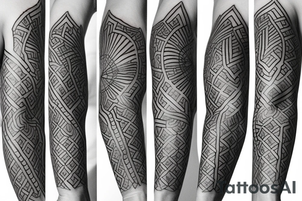 golden cut sleeve tattoo idea