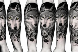 wolf in a forest with a full moon tattoo idea