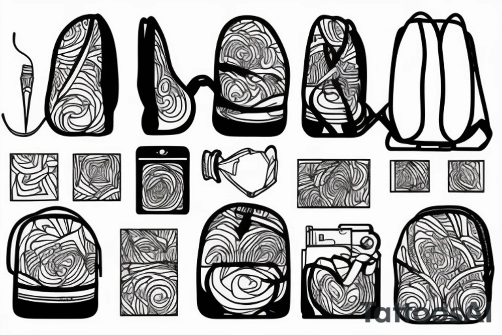 One line backpack tattoo idea