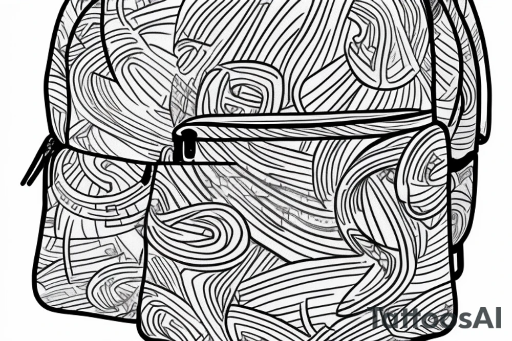 One line roll top backpack tattoo idea