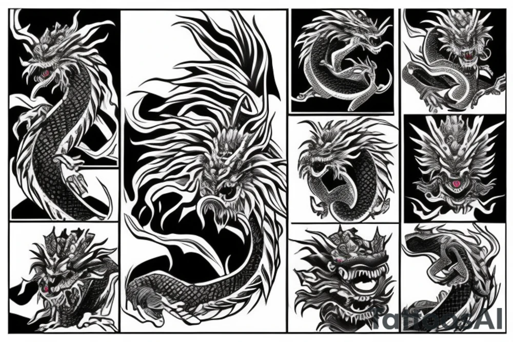 Scary Japanese dragon on elbow tattoo idea