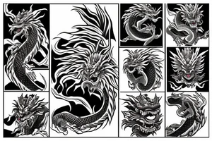 Scary Japanese dragon on elbow tattoo idea